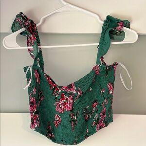 Lulu’s Away On Vacay Green Floral Print Two-Piece Maxi Dress